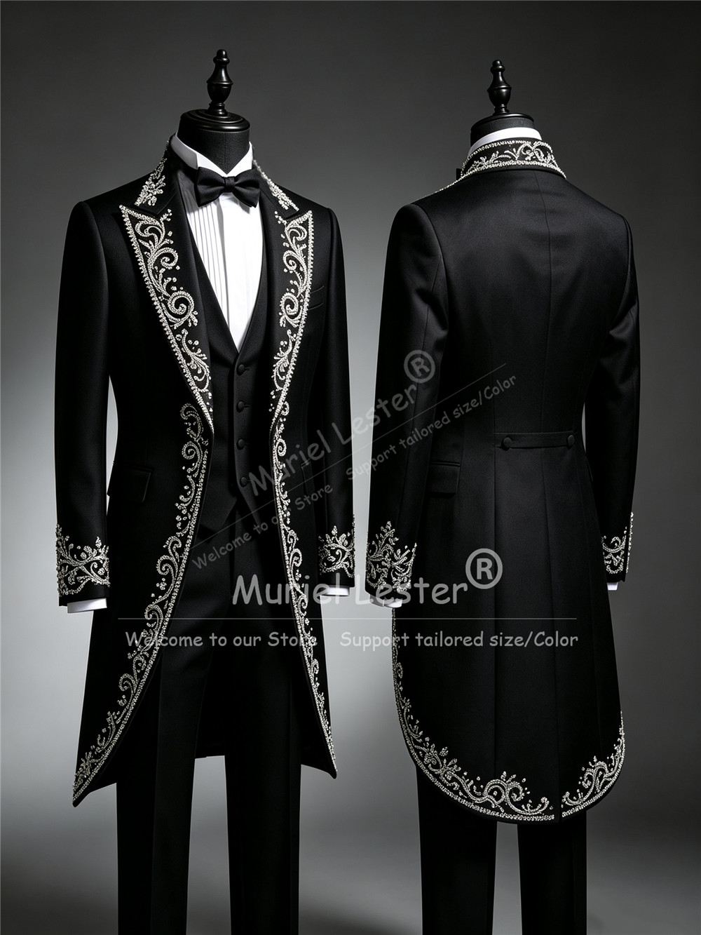 Men Formal Wear Clothes - Man Brilliant Crystals Beading Tuxedo Suit