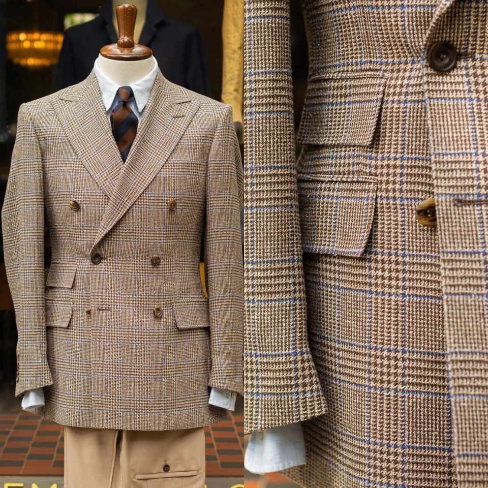Men'S Formal Wear For Reception - Retro Check Double Breasted Mens Suit