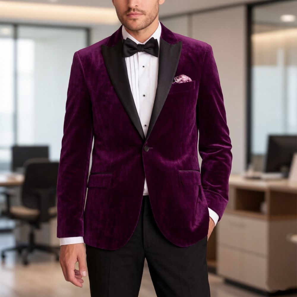 Men'S Formal Wear For Reception - Velvet Formal Suits for Men Slim