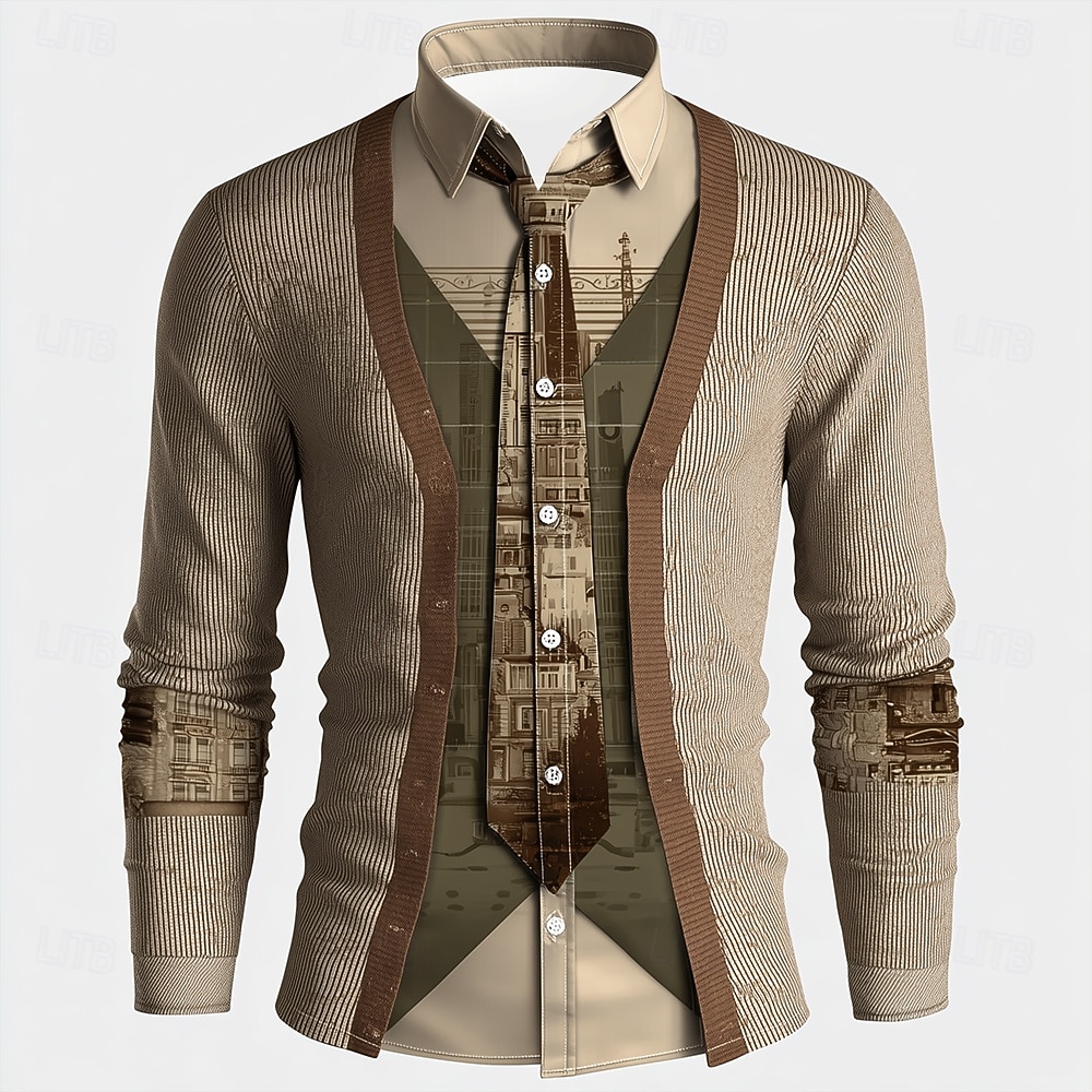 Men's 3D fake coat print long  - огляд і ціна Unique Men'S Formal Wear