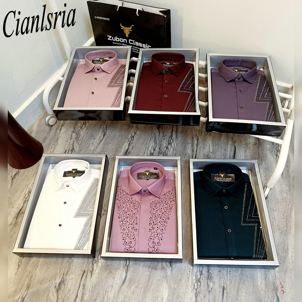 Men Luxury One‑Side Geometric  - огляд і ціна Men Formal Party Wear Shirt