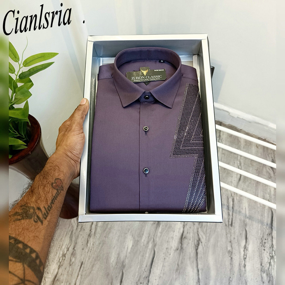 Men Luxury One‑Side Geometric  - огляд і ціна Men Formal Party Wear Shirt