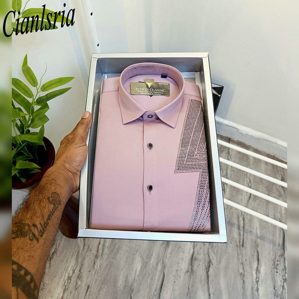 Men Luxury One‑Side Geometric  - огляд і ціна Men Formal Party Wear Shirt