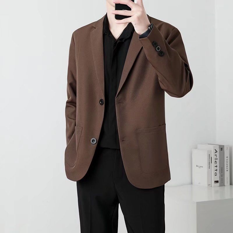 Spring Brown Black Blazer Men  - огляд і ціна Men Formal Wear Brown