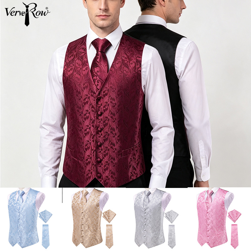 VerveRow Men Burgundy Floral J - огляд і ціна Men Formal Wear With Tie
