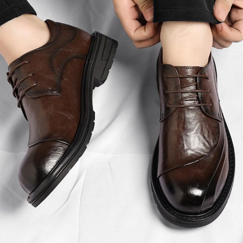 Brown Burnished Genuine Leathe - огляд і ціна Men Formal Wear Brown