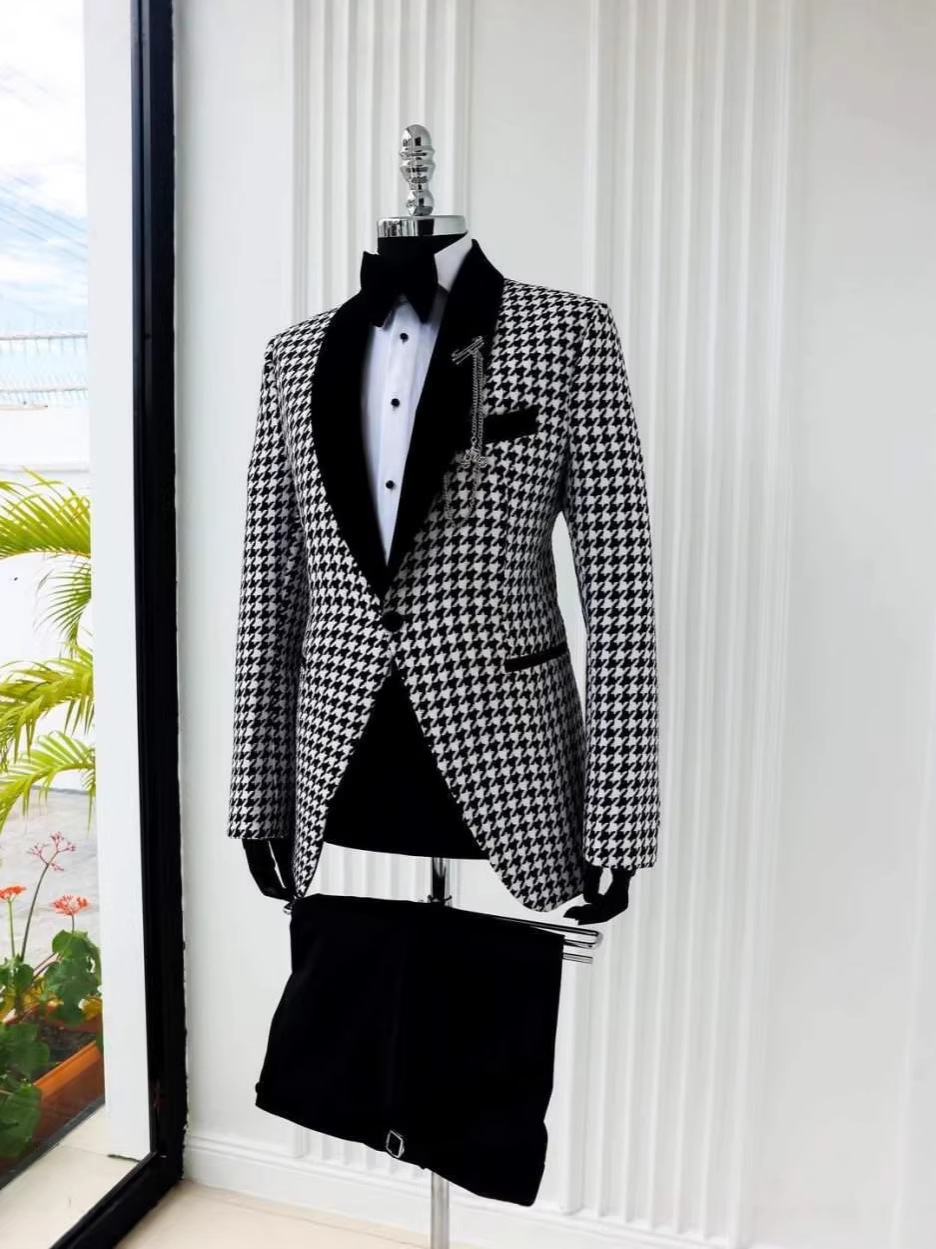 Elegant Houndstooth Plaid  Cus - огляд і ціна Men Formal Wear Clothes