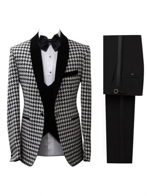 Elegant Houndstooth Plaid  Cus - огляд і ціна Men Formal Wear Clothes