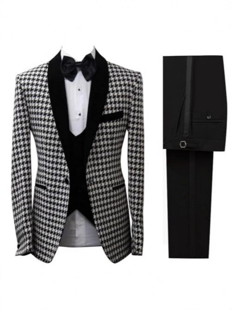 Elegant Houndstooth Plaid  Cus - огляд і ціна Men Formal Wear Clothes