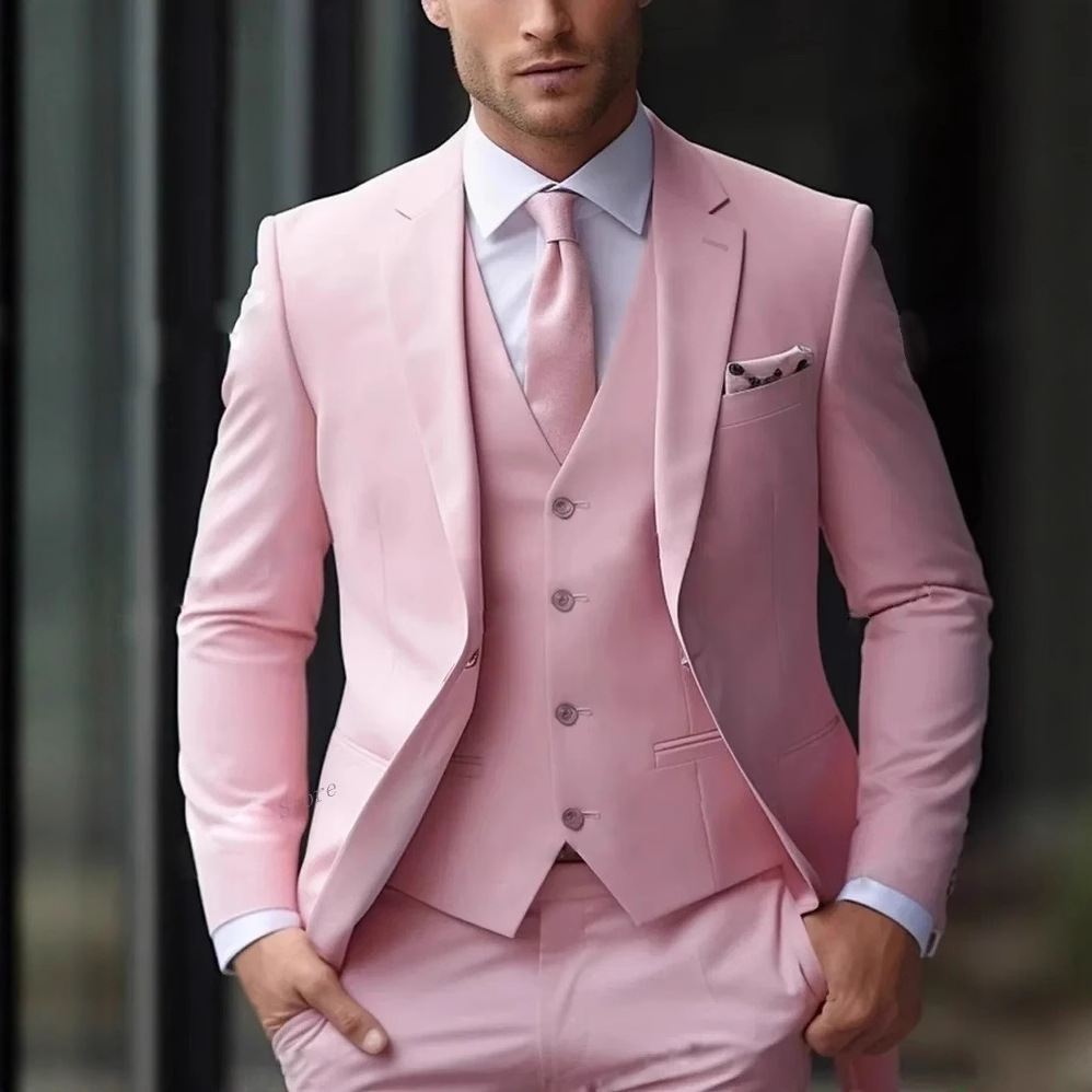 3 Pieces Pink Formal Men Suits - огляд і ціна Men'S Formal Wear For Reception