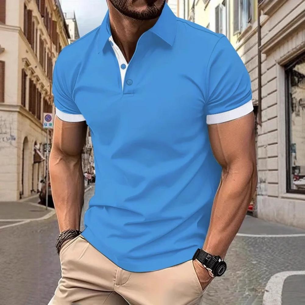 Men Tops Lapel Short Sleeve Ca - огляд і ціна Men'S Polo Formal Wear