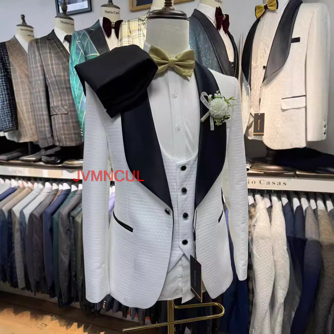 2026 Men's White Jacquard 3 Pi - огляд і ціна Men'S Formal Wear For Reception