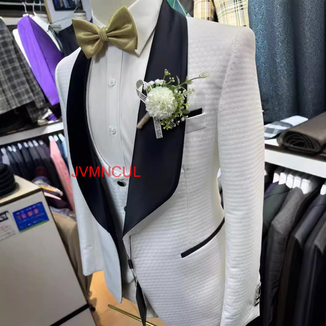 2026 Men's White Jacquard 3 Pi - огляд і ціна Men'S Formal Wear For Reception