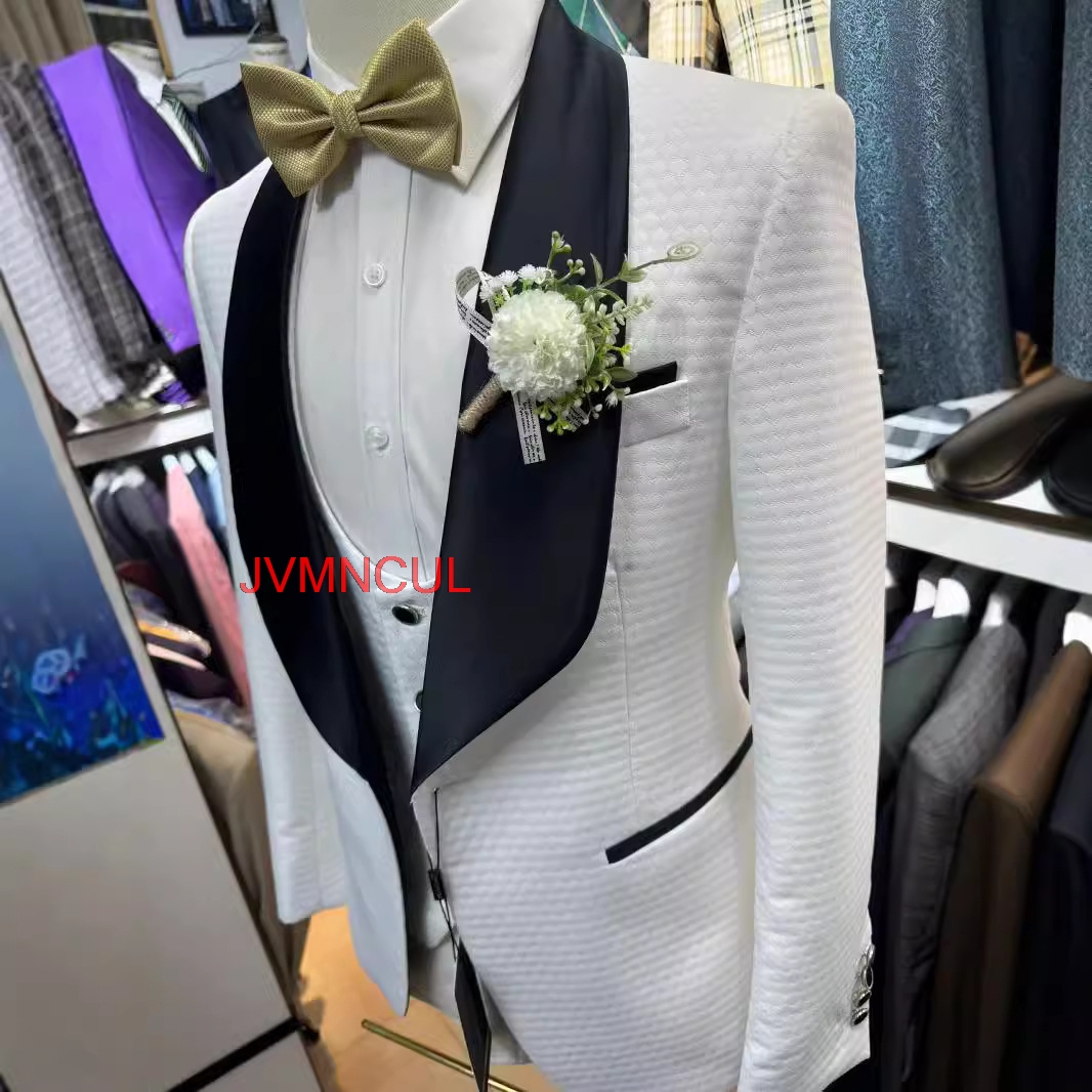 2026 Men's White Jacquard 3 Pi - огляд і ціна Men'S Formal Wear For Reception