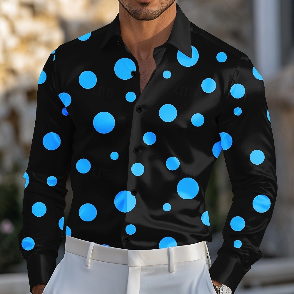 Men's Geometric Polka Dot Shir - огляд і ціна Men Formal Party Wear Shirt