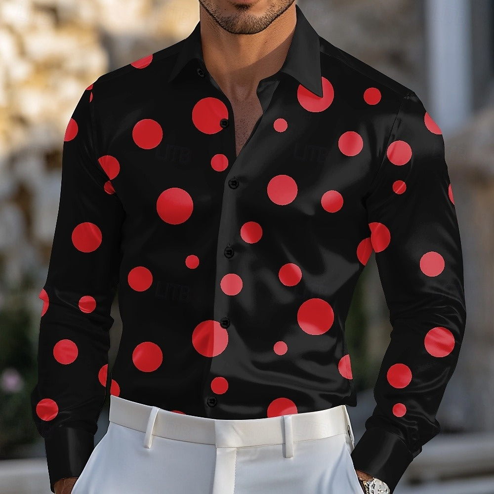 Men's Geometric Polka Dot Shir - огляд і ціна Men Formal Party Wear Shirt