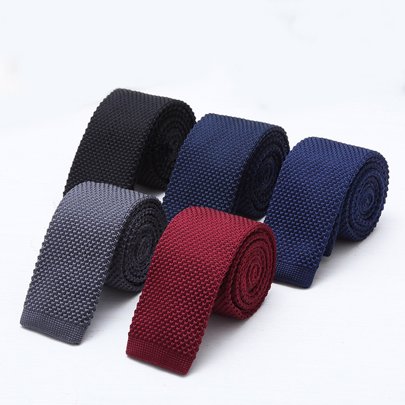 6cm Solid Black White Knitted  - огляд і ціна Men Formal Wear With Tie